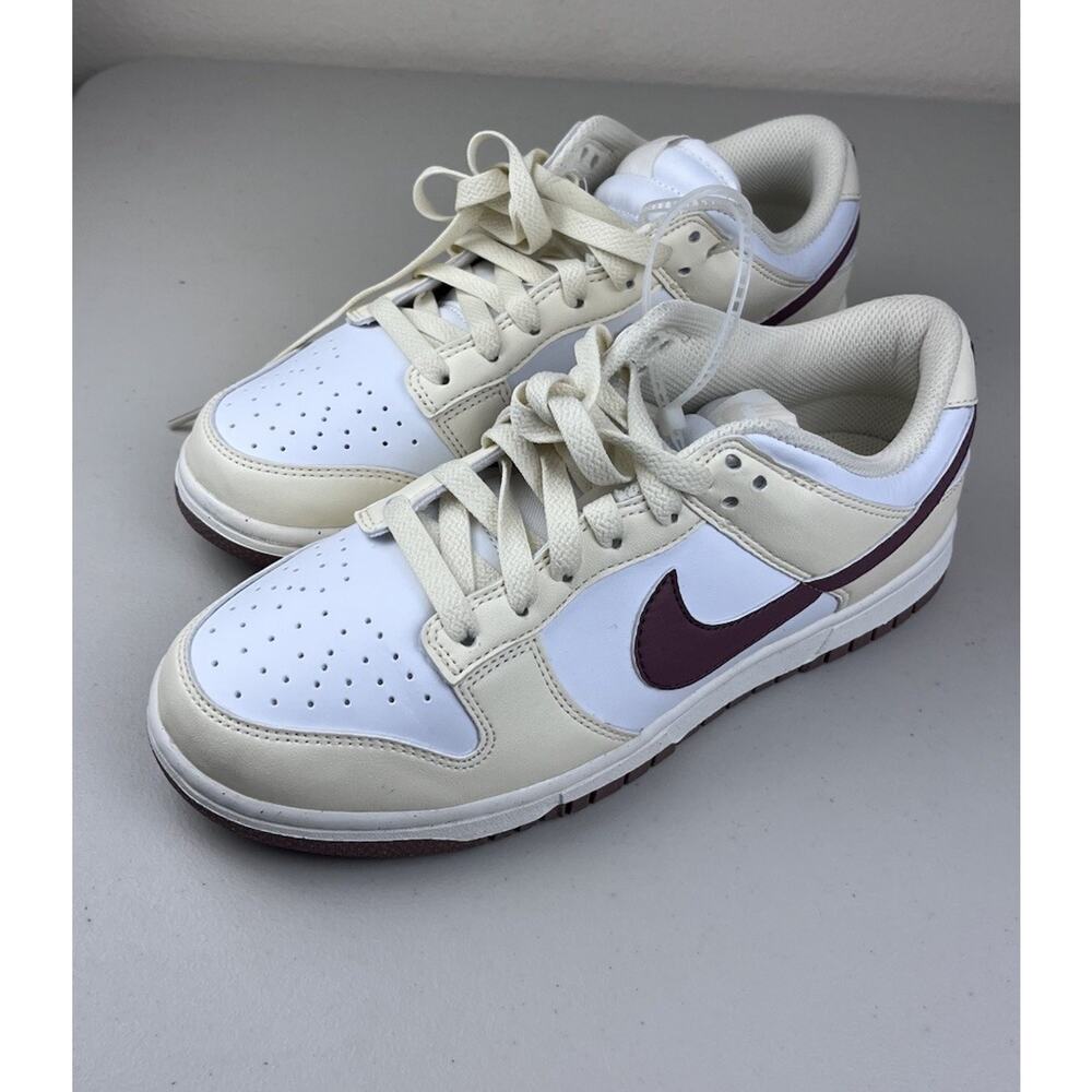 Nike Dunk Low Women’s 7 White Sail Burgundy Leather Y2K Retro Sneakers